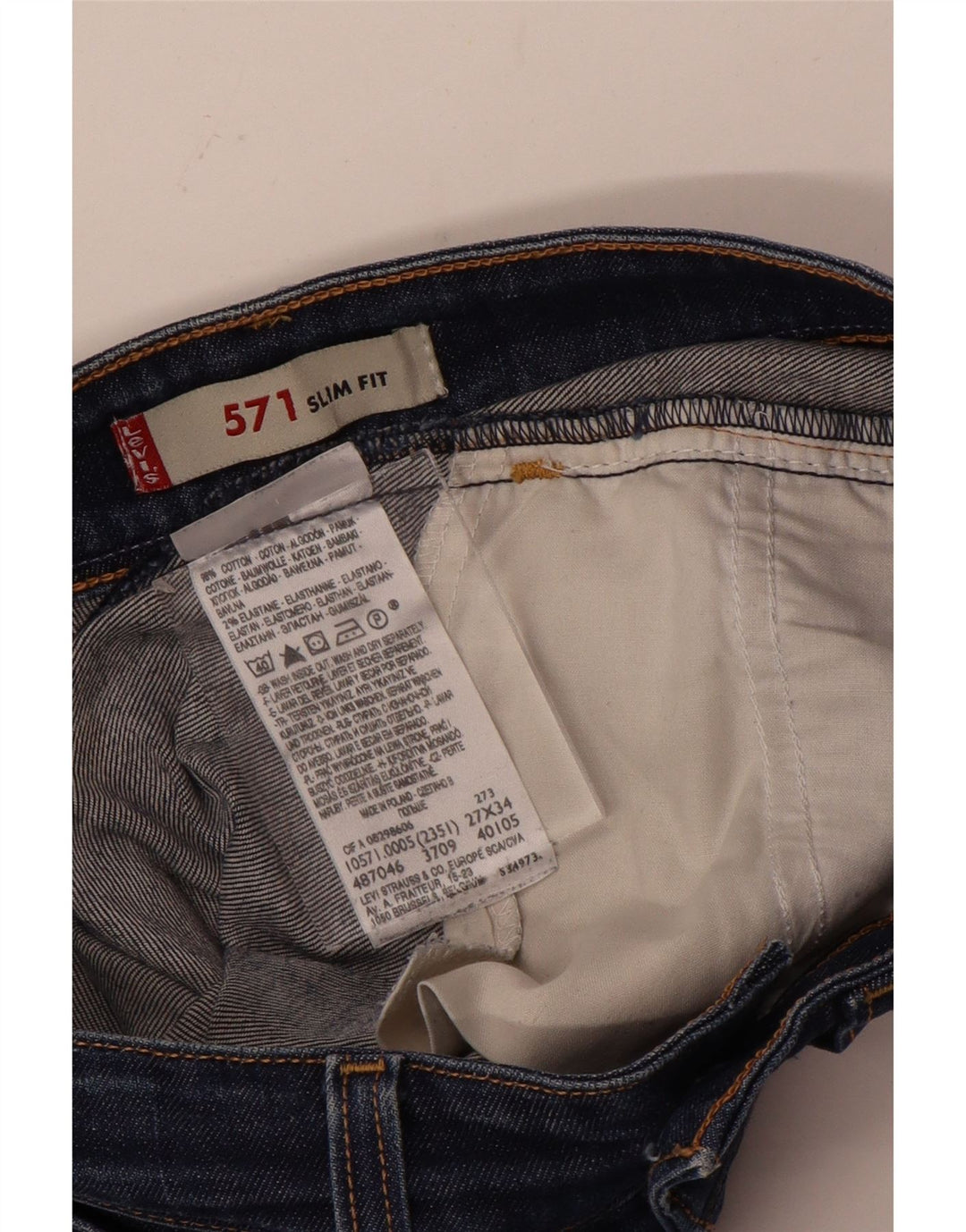 Levi's Dame 571 Slim Jeans W27 L34 Blå Bomuld