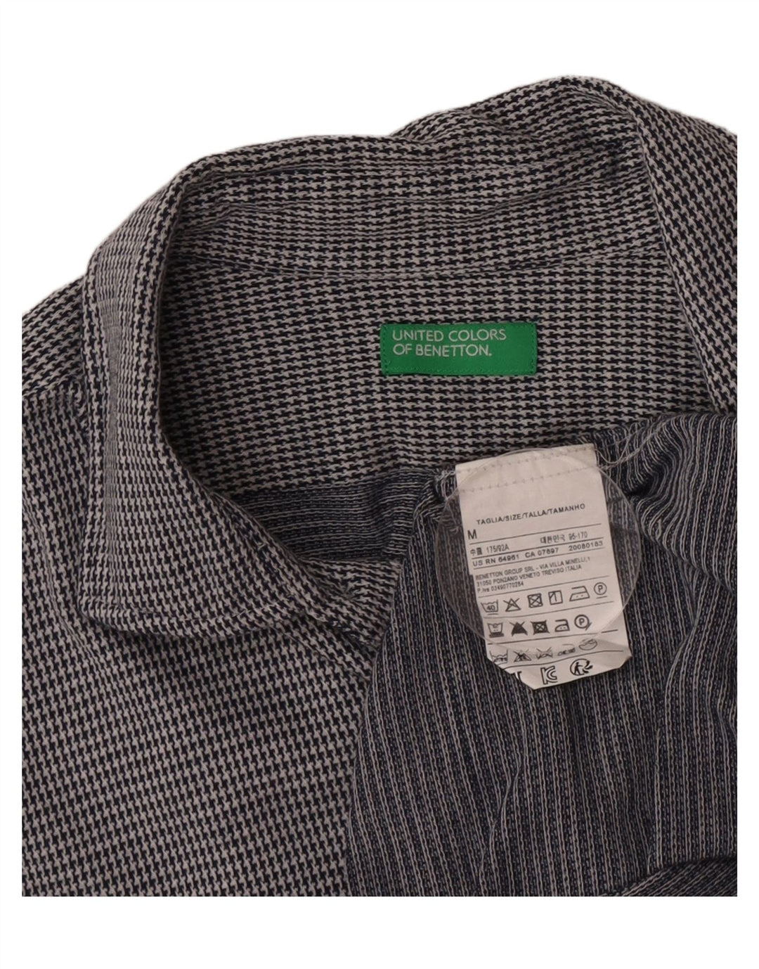 Benetton Herreskjorte Medium Grå Houndstooth Bomuld