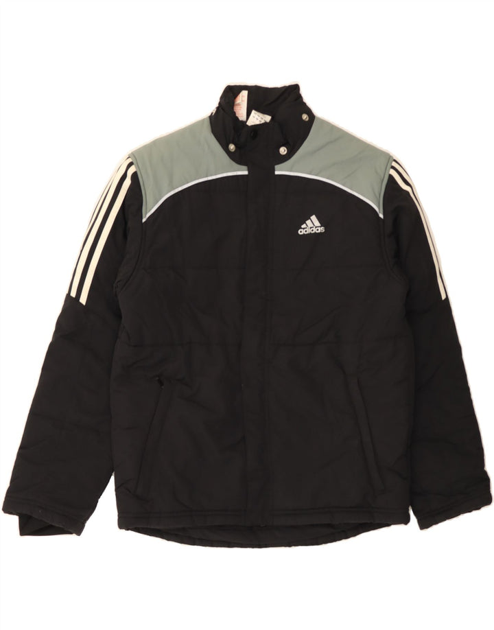 ADIDAS Boys Graphic Padded Jacket 13-14 Years Black Colourblock Polyamide Vintage Adidas and Second-Hand Adidas from Messina Hembry 