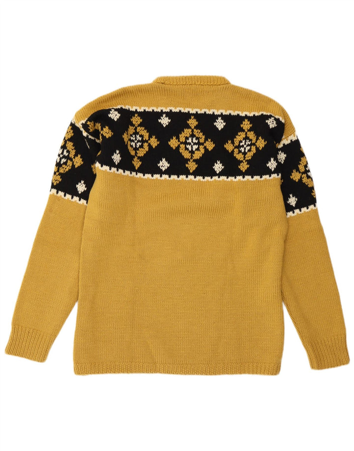 Vintage sweater med rund hals til mænd Medium Yellow Fair Isle