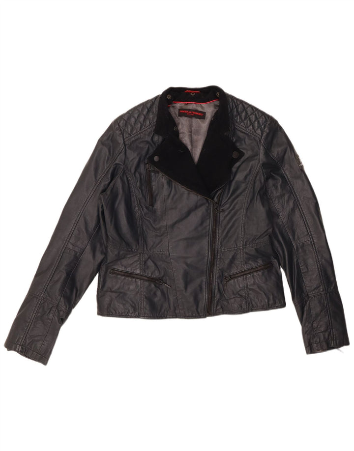 Frieda & Freddies Dame Læder Biker Jacket IT 42 Medium Sort Læder