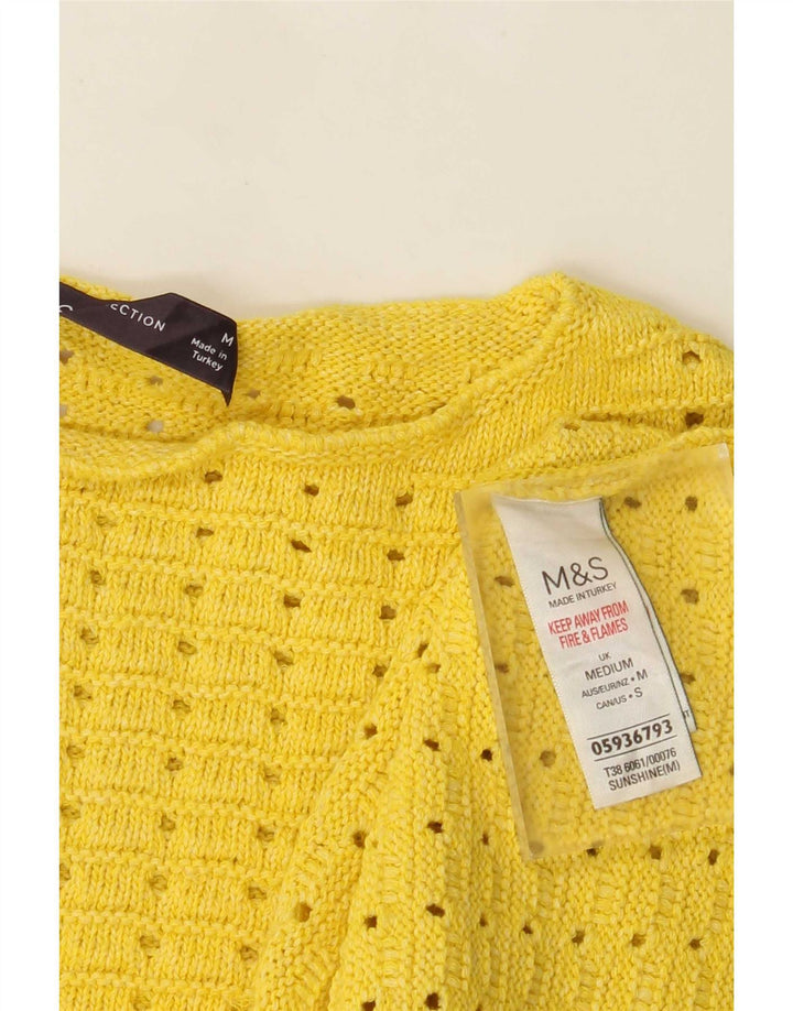 Marks & Spencer Dame Crop Boat Neck Jumper Sweater UK 14 Medium Yellow