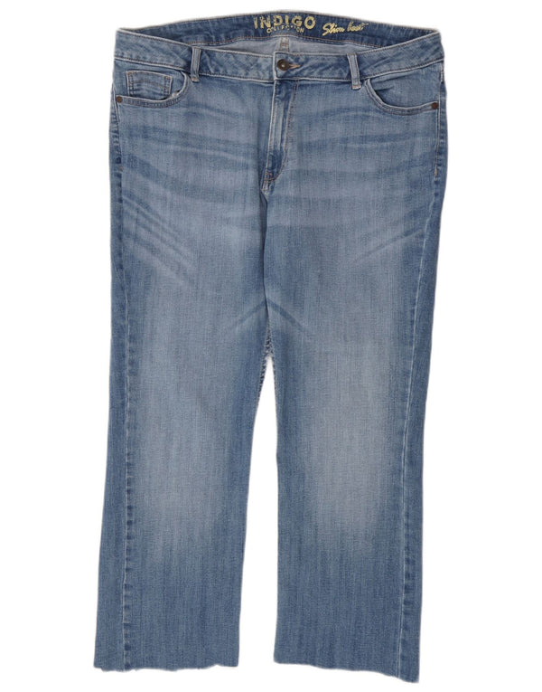 Marks & Spencer Dame Indigo Crop Slim Bootcut Jeans UK 18 XL W38 L25 Blå