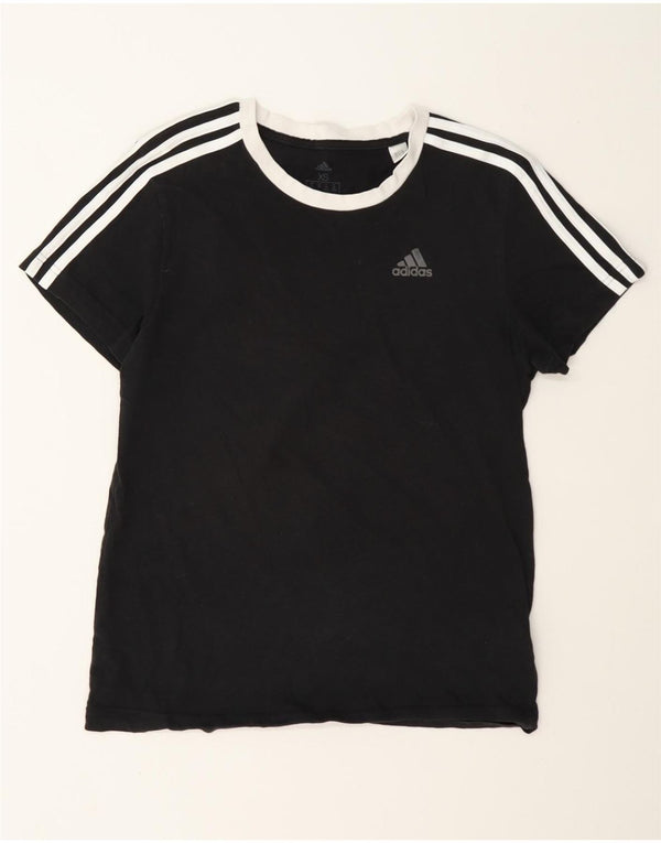 Adidas Dame Oversized T-Shirt Top UK 4/6 XS Sort Bomuld