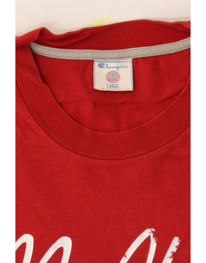 CHAMPION Mens Graphic T-Shirt Top Large Red Cotton Vintage Champion and Second-Hand Champion from Messina Hembry 
