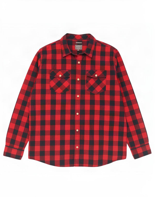 Fat Face Herre Classic Fit Flanellskjorte XL Sort Gingham Bomuld