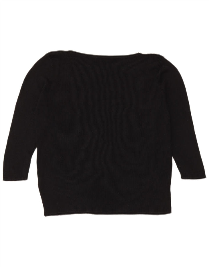 Marks & Spencer Dame Top 3/4 ærme UK 18 XL Sort Silke