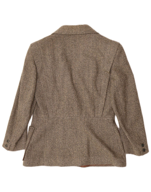 Vintage Dame Blazer Jacket UK 12 Medium Green Herringbone Classic