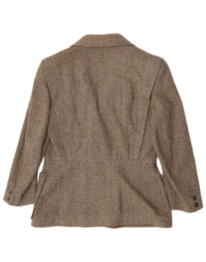 Vintage Dame Blazer Jacket UK 12 Medium Green Herringbone Classic