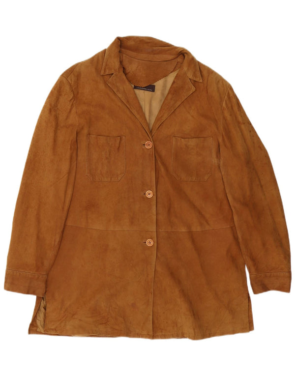 Vintage ruskindsfrakke til kvinder UK 18 XL brunt læder