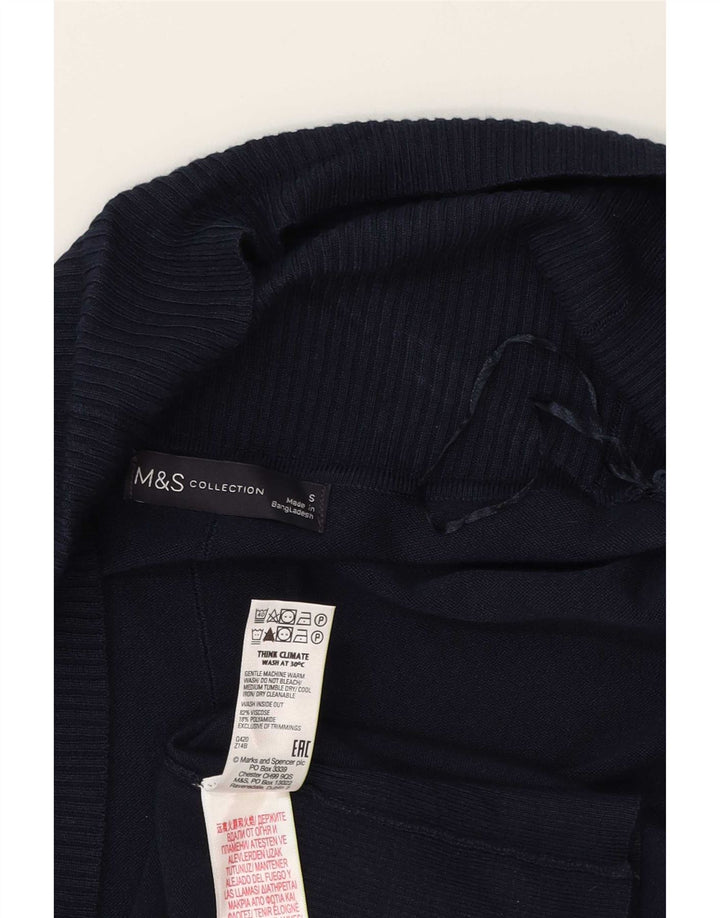 Marks & Spencer Womens Open Cardigan Sweater UK 10 Small Navy Blue Viscose