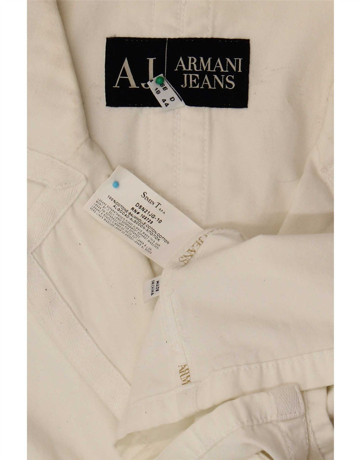 Armani Jeans Dame 3 Button Blazer Jacket UK 18 XL Hvid Bomuld