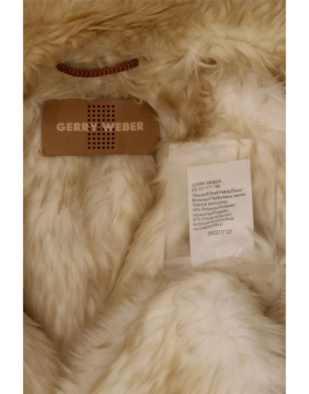 Gerry Weber Dame Oversized Sherpa Overfrakke UK 12 Medium Beige Polyester