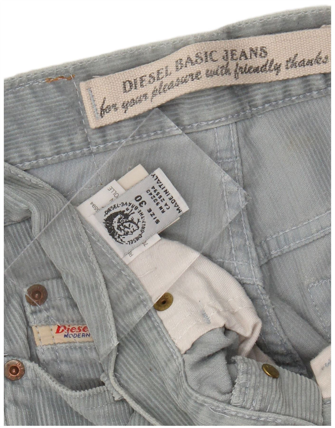 DIESEL Lige fløjlsbukser til mænd W30 L31 Blå bomuld