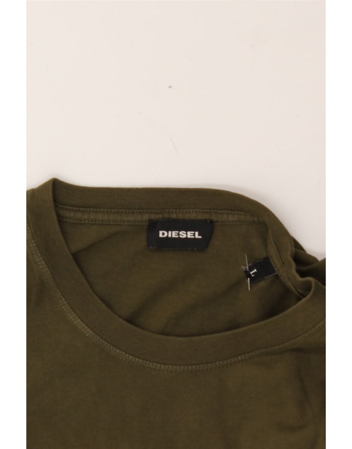 DIESEL Mens Graphic T-Shirt Top Large Khaki Cotton Vintage Diesel and Second-Hand Diesel from Messina Hembry 