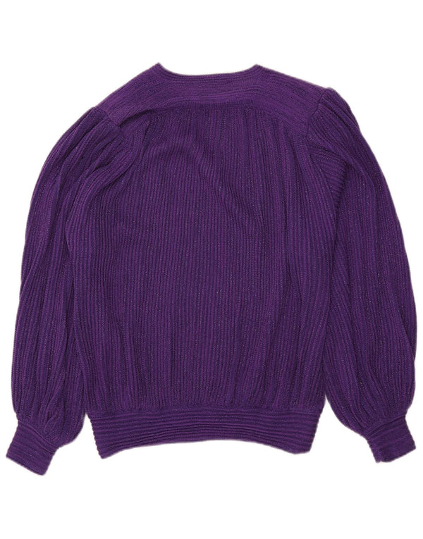 Vintage Dame V-hals sweater IT 46 Large Purple Flecked