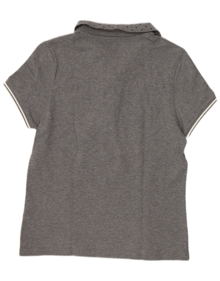 Fred Perry Dame Polo Shirt UK 12 Mellemgrå plettet bomuld