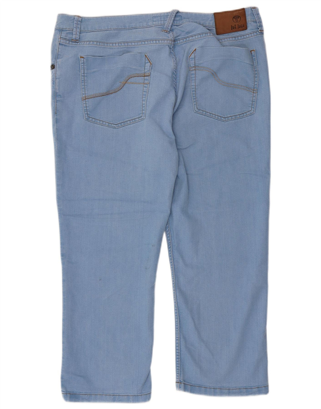 FET FACE Dame Cropped Jeans UK 18 XL W36 L22 Blå Bomuld