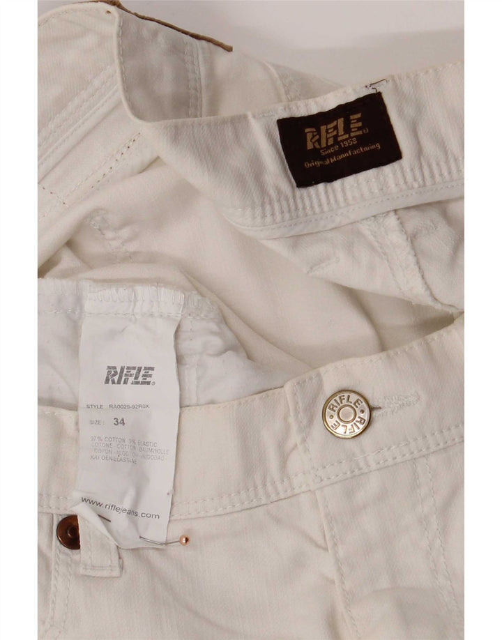Rifle Herre Straight Jeans W34 L32 Hvid Bomuld
