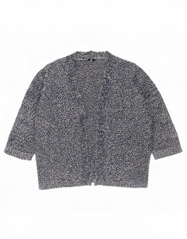 M&Co Dame 3/4 ærmet åben cardigan sweater UK 24 4XL Navy Blue Flecked
