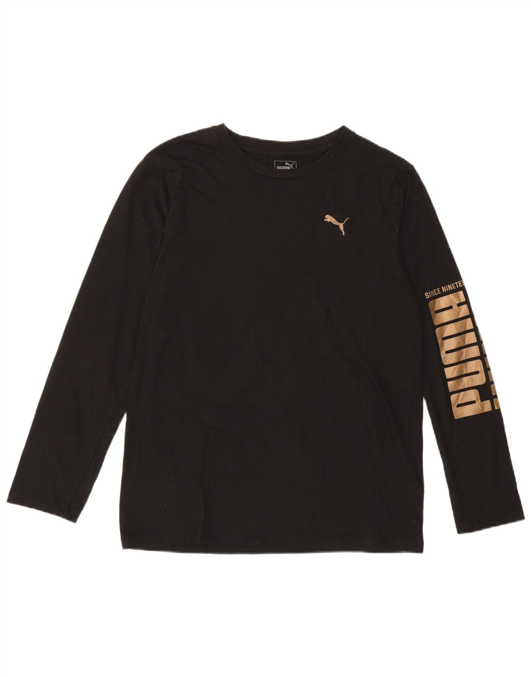 PUMA piger grafisk top langærmet 15-16 år XL sort bomuld