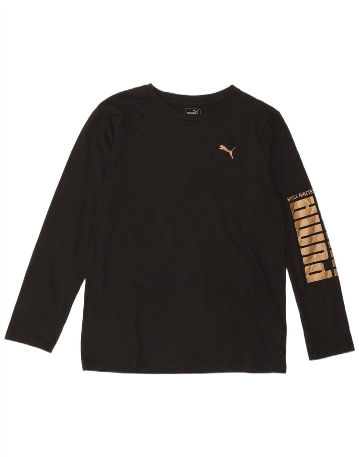 PUMA piger grafisk top langærmet 15-16 år XL sort bomuld
