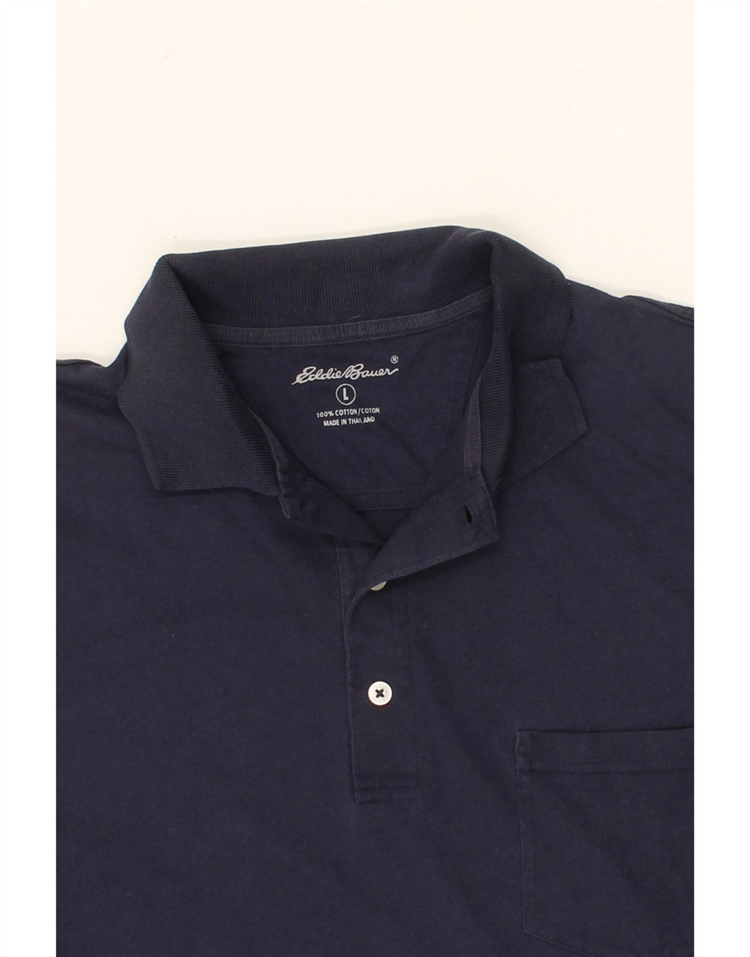 EDDIE BAUER Mens Polo Shirt Large Navy Blue Cotton Vintage Eddie Bauer and Second-Hand Eddie Bauer from Messina Hembry 