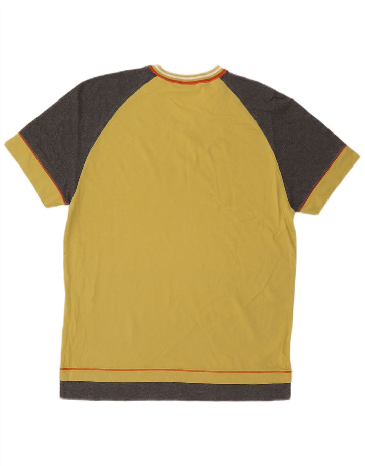 Fila Herre grafisk T-shirt Top Medium Gul Colourblock Bomuld
