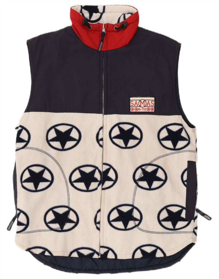 Samas Herre Fleece Gilet UK 38 Medium Hvid Geometrisk