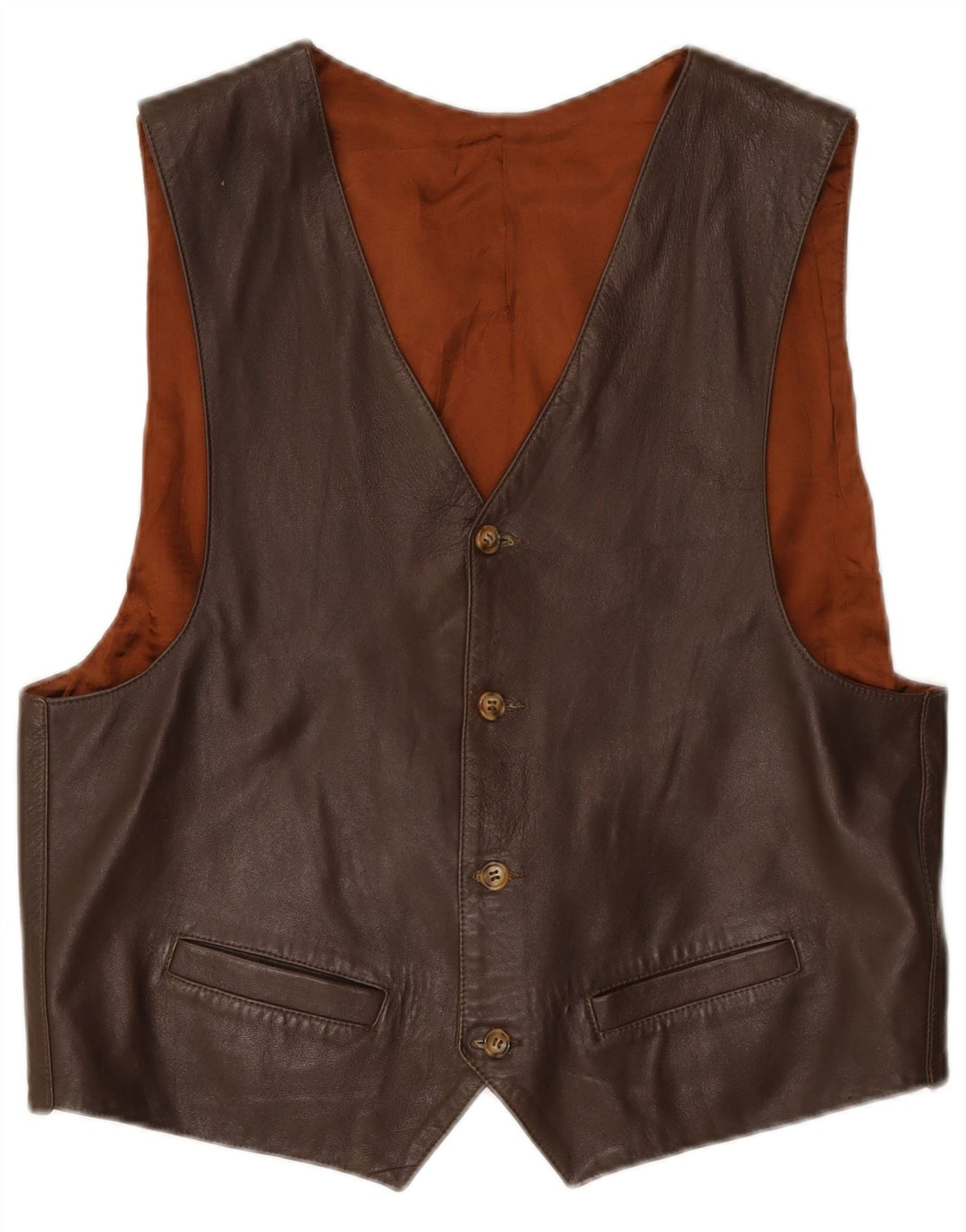 Vintage herre lædervest XL brun