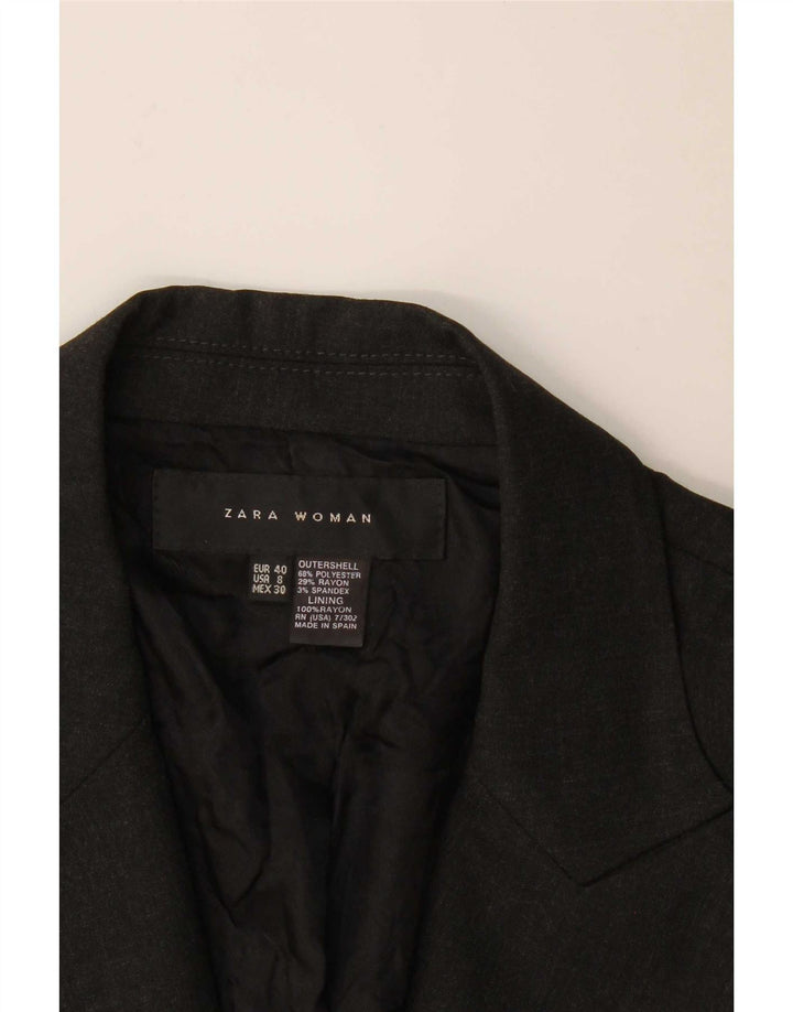 Zara Dame 1-knaps blazerjakke EU 40 Medium Sort Polyester