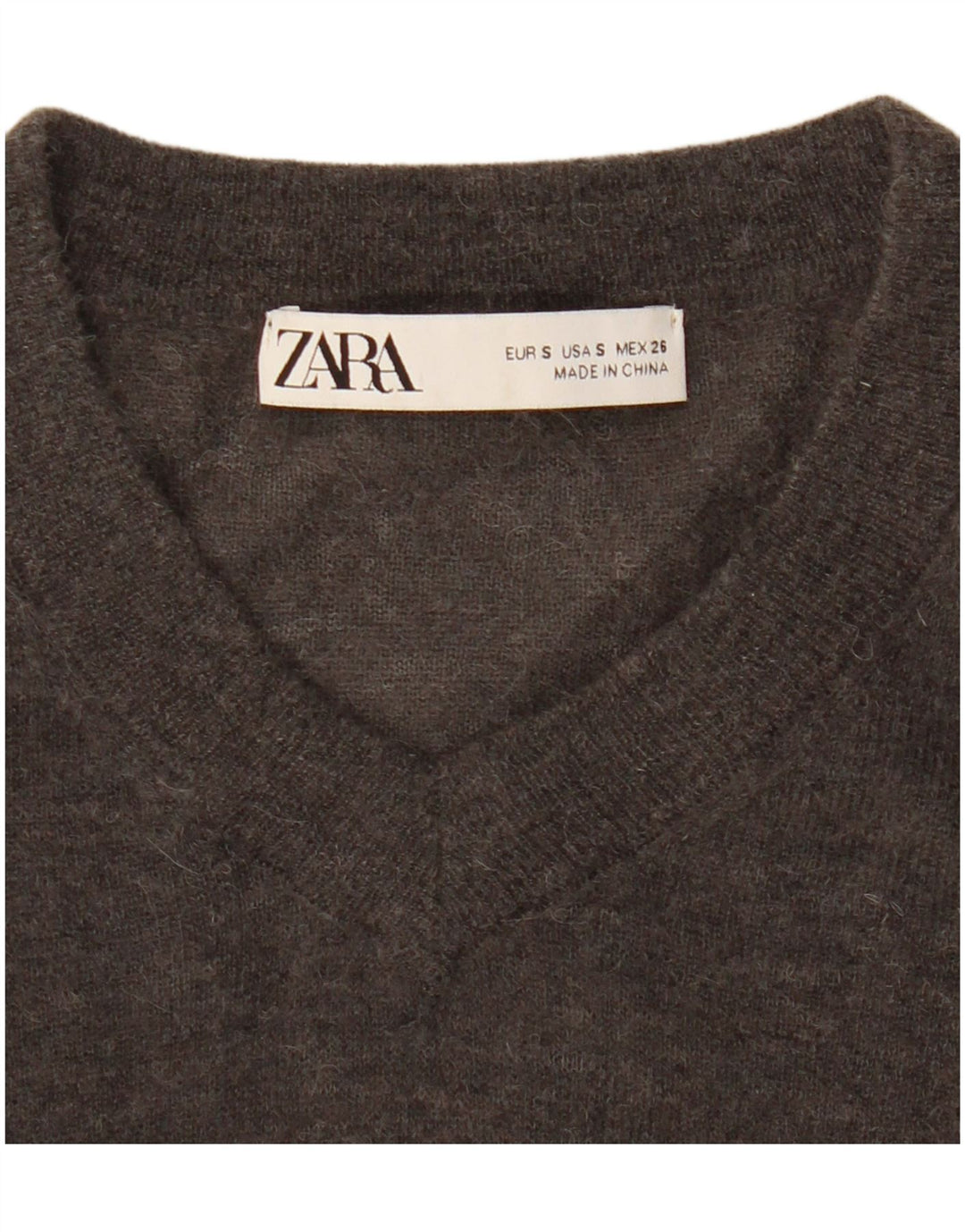 Zara Womens Crop V-hals sweater UK 10 Small Grey