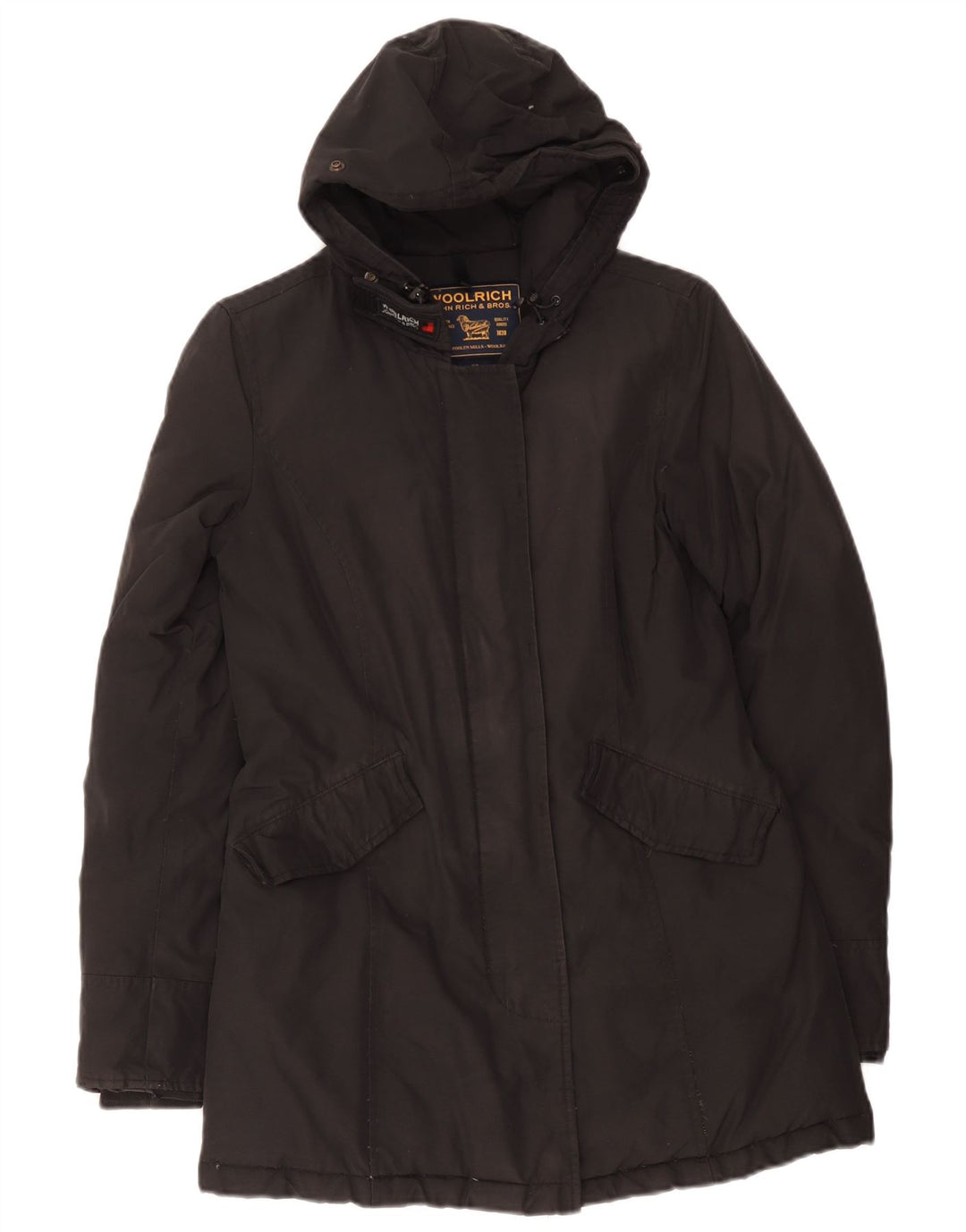 Woolrich Parkajakke med hætte til kvinder UK 6 XS Sort