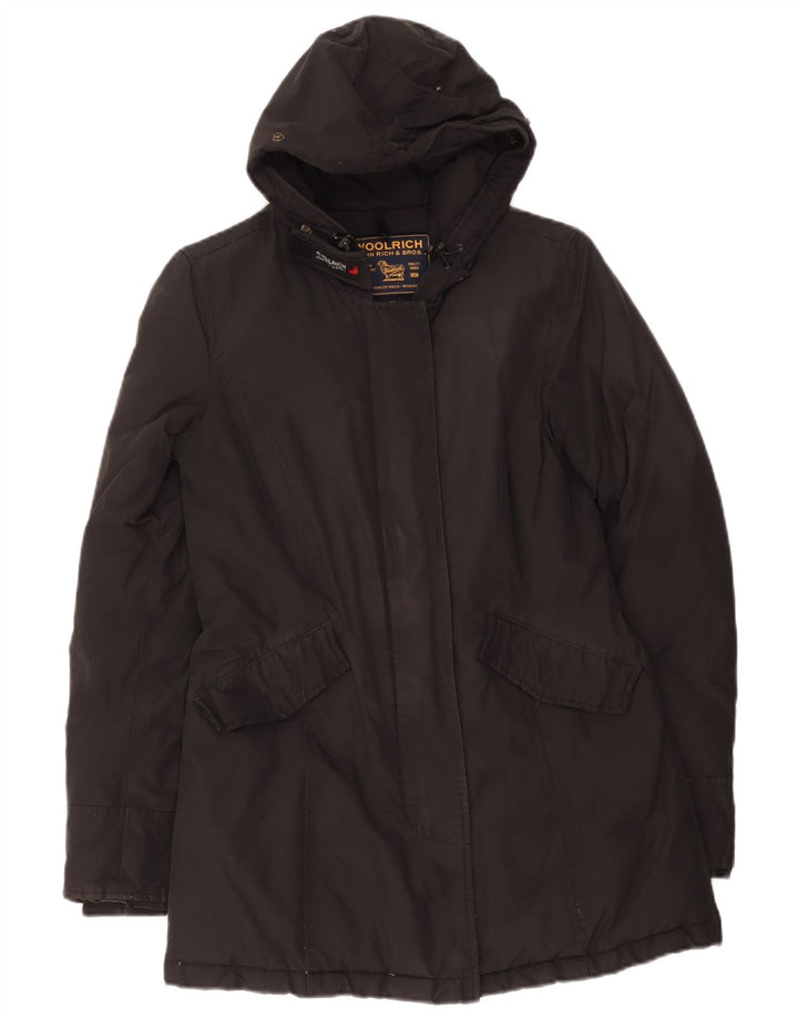 Woolrich Parkajakke med hætte til kvinder UK 6 XS Sort