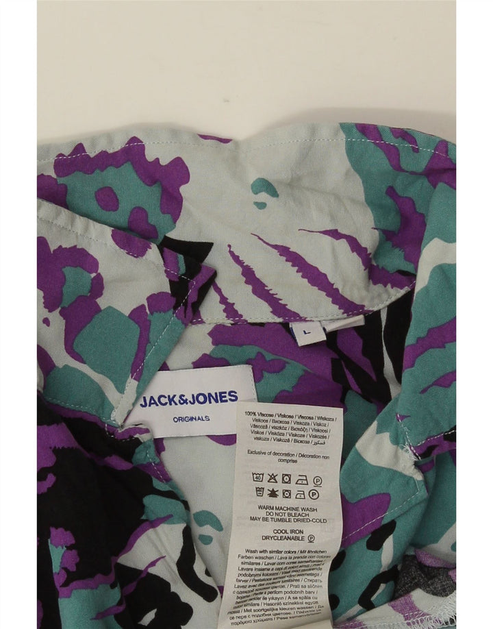 JACK & JONES Kortærmet Herreskjorte Stort flerfarvet dyreprint