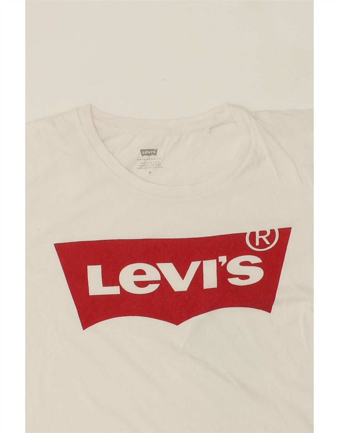 LEVI'S Womens Graphic T-Shirt Top UK 14 Medium White Vintage Levi's and Second-Hand Levi's from Messina Hembry 