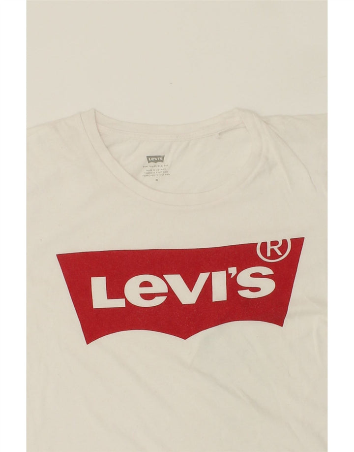 LEVI'S Womens Graphic T-Shirt Top UK 14 Medium White Vintage Levi's and Second-Hand Levi's from Messina Hembry 