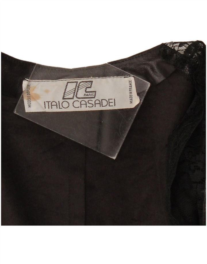 VINTAGE dame cardigantop 3/4 ærmer UK 10 Small Black