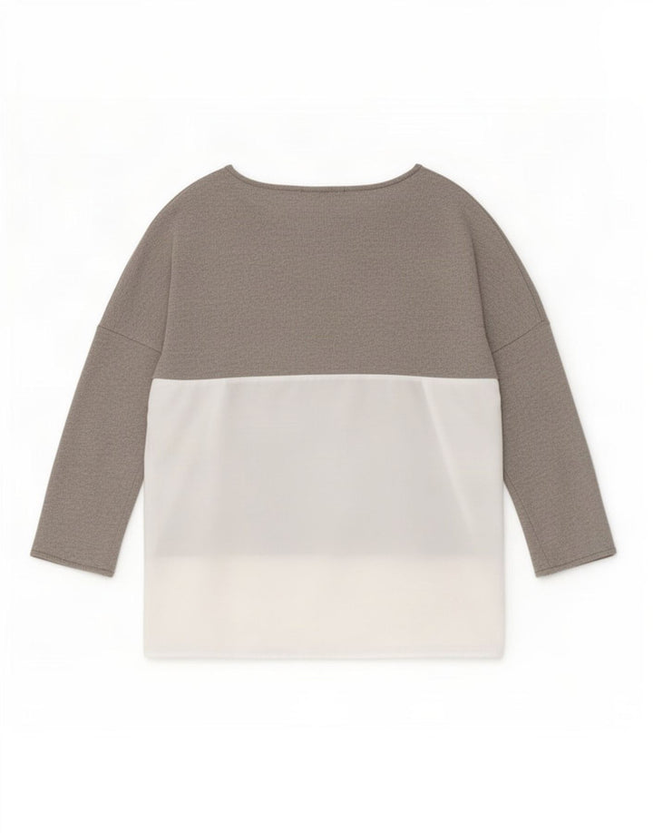 Zara 3/4 ærmet oversized tunikatop til kvinder DK 14 mellemgrå farveblok