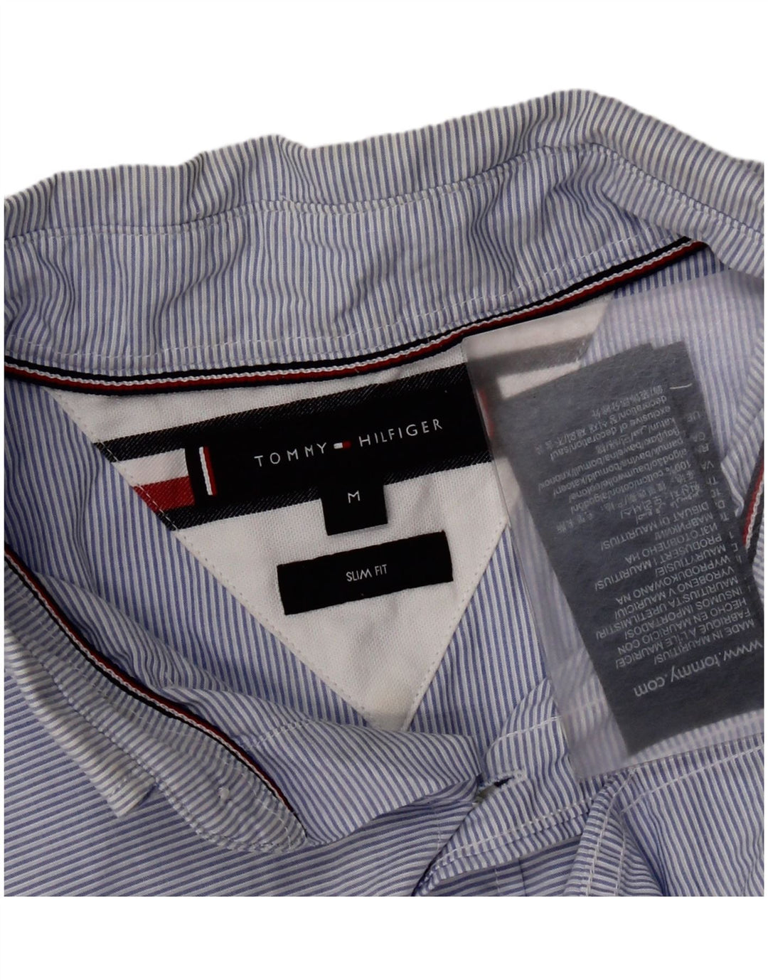 Tommy Hilfiger Herre Slim Fit skjorte Medium Blue Pinstripe Bomuld