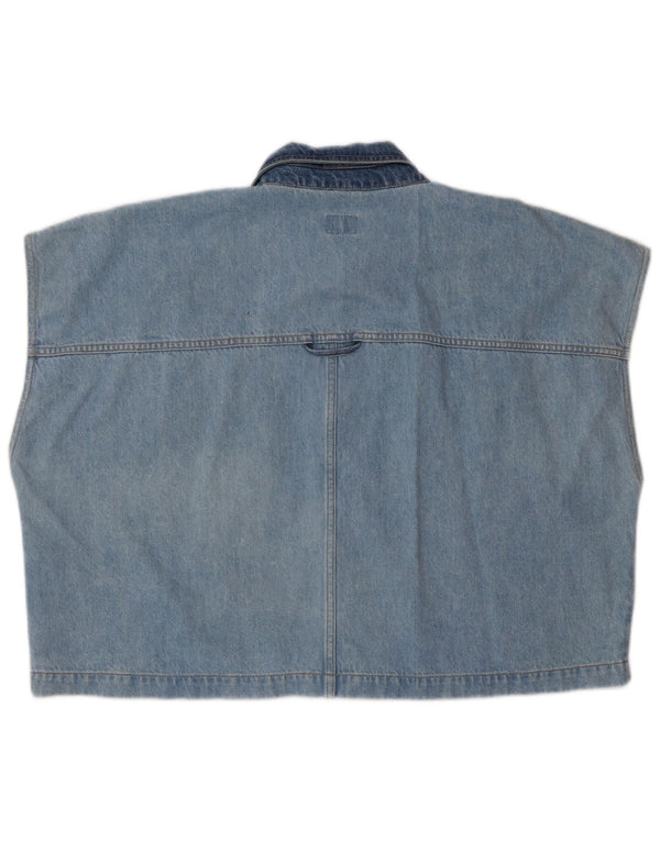 Mustang Dame Crop Denim Gilet UK 22 3XL Blå Bomuld