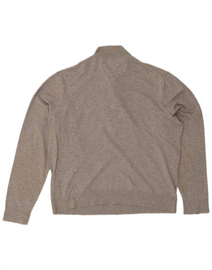 Tommy Hilfiger Herre Button Neck Jumper Sweater 2XL Grå Bomuld