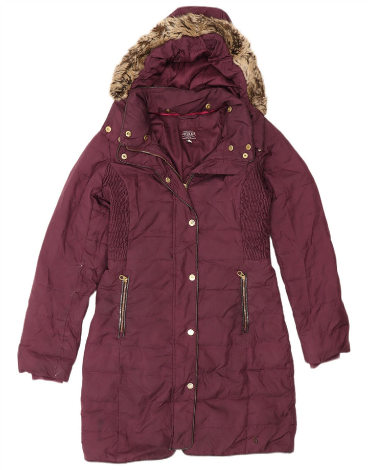 Joules Dame Hætte Polstret Frakke UK 8 Small Bourgogne Polyester