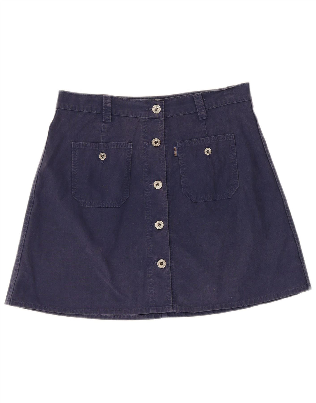 Replay Dame Mini A-Line nederdel Large W30 Navy Blue Bomuld