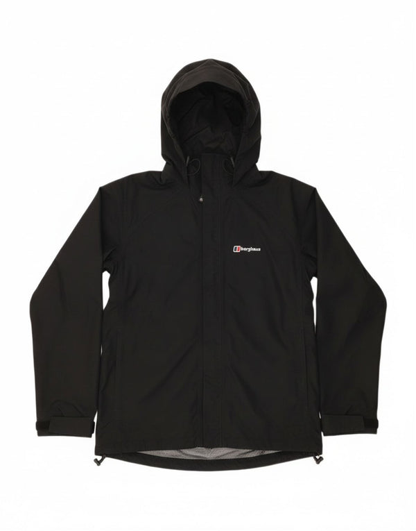 Berghaus Dame Oversized Hætte regnjakke UK 10 Small Black Nylon