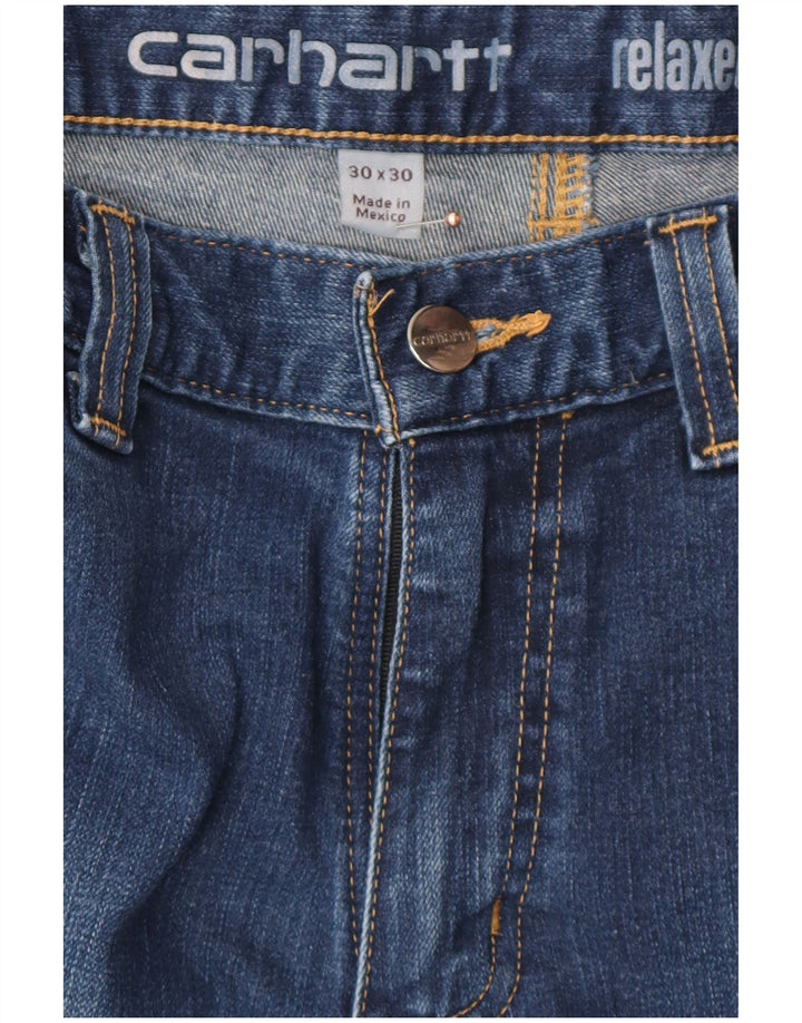 CARHARTT Herre Cargo Relaxed Fit Straight Jeans W30 L30 Blå Bomuld