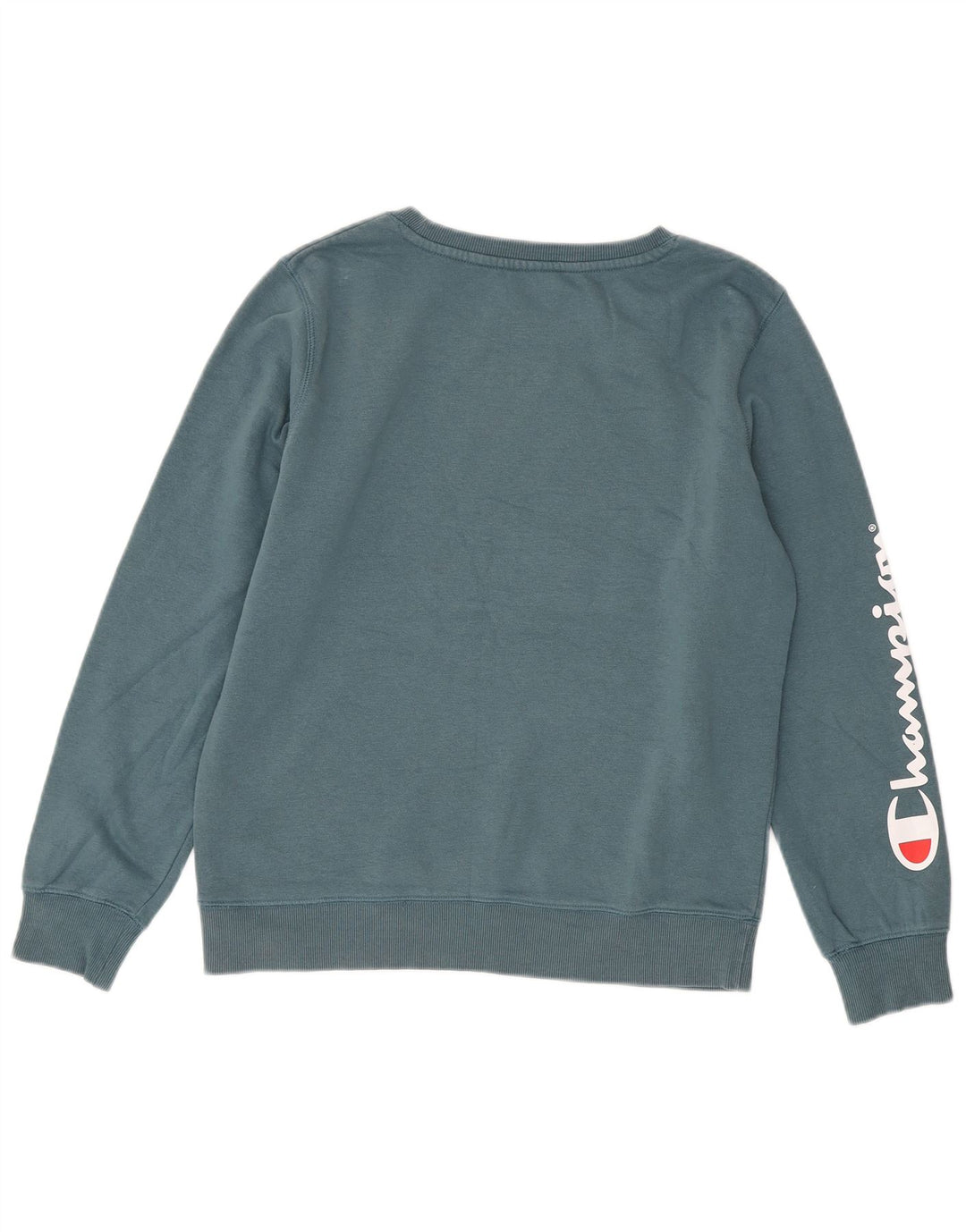 Champion Dame Grafisk Sweatshirt Jumper UK 14 Medium Blue Bomuld