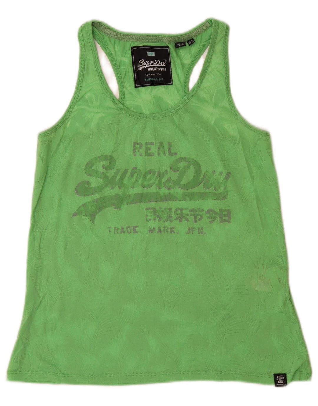 SUPERDRY Womens Graphic Vest Top UK 8 Small Green Polyester