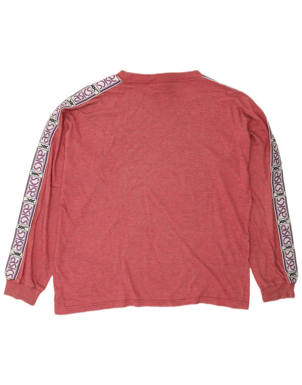 Asics Herre Grafisk Top Langærmet XL Rød Colourblock Bomuld