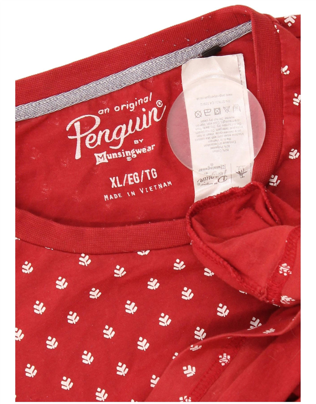 Penguin Herre T-Shirt Top XL Rød Plettet Bomuld